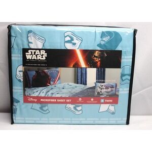 Disney Star Wars Force Awakens Microfiber Sheet Set Blue Twin Size Sheets NWT